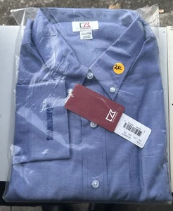 Cutter & Buck  Blue Nailshead Mens Long Sleeve Dress Shirt Schlumberger Logo XXL - Picture 1 of 3