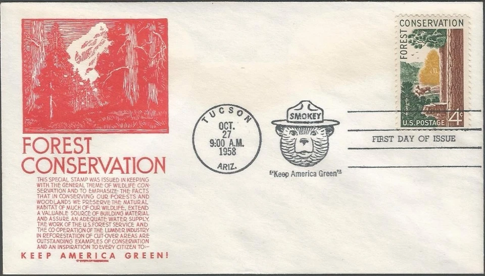 Scott 1122 Cover - 4 cent - 1958 - Forest Conservation - FDOI - Very Good - Image 1 of 2