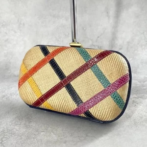 BOTTEGA VENETA Women Party Raffia Leather Gamaguchi Limited Edition Cluch bag - Picture 1 of 9