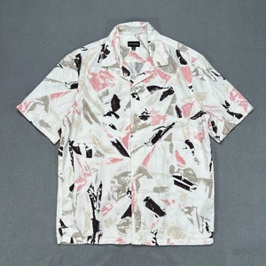 Club Monaco Mens Short Sleeve Camp Collar Block Print Shirt Small Lightweight - Picture 1 of 6