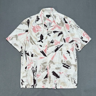 Club Monaco Mens Short Sleeve Camp Collar Block Print Shirt Small Lightweight - Image 1 of 4