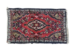 Vintage Oriental Red Floral Hand Knotted Wool Area Rug Mat 28" - Picture 1 of 13