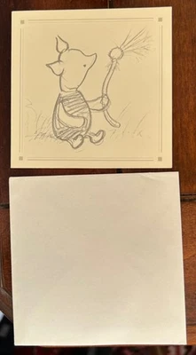 Tarjeta con impresión artística de Winnie-the-Pooh 1926 Piglet Blowing a Dandelion Ernest H Shepard Foto 1 de 2