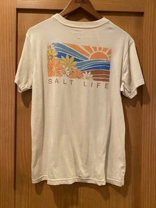 Salt Life Damen Shirt creme Blumen und Sonnenuntergang Kurzarm neu mit Etikett XL - Bild 1 von 3