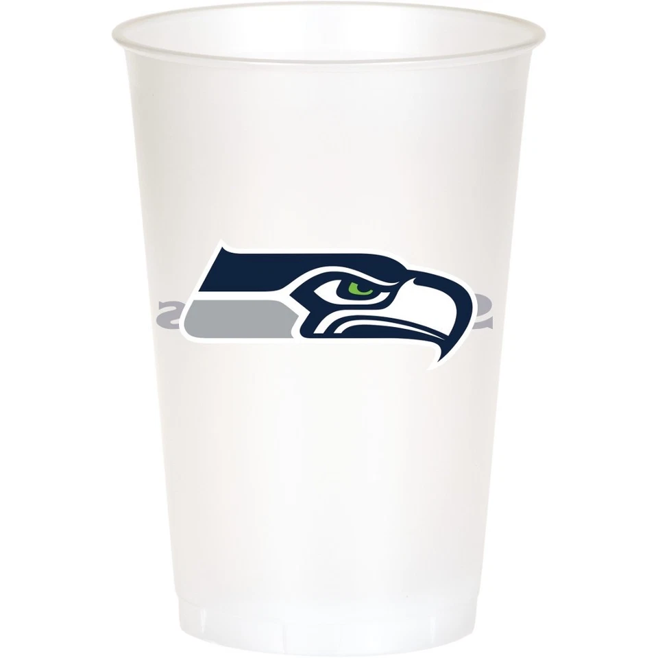Seattle Seahawks NFL 8 Ct 20 oz Cups Plastic Football Tailgating Party - Image 1 of 1