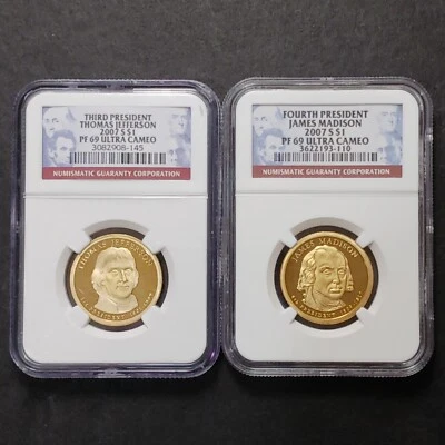 2007 S Proof 69 Ultra Cameo 3rd/4th President 1.00 Coin NGC Commemorative  - Image 1 of 3