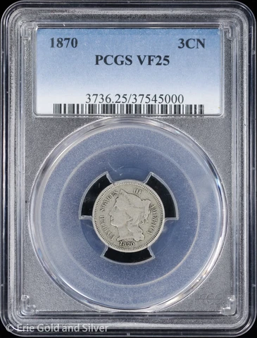 1870 3CN 3-Cent Nickel PCGS VF 25 Cover