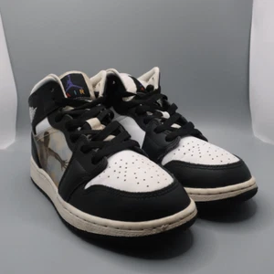 Nike Air Jordan 1 Mid Hologram Black White Sneakers DR9495-001 Size 4.5Y - Picture 1 of 8
