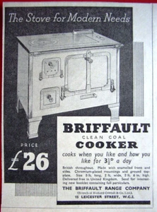 BRIFFAULT Clean Coal Cooker Range Art Deco Advert : Original Small 1933 Print AD - Picture 1 of 1