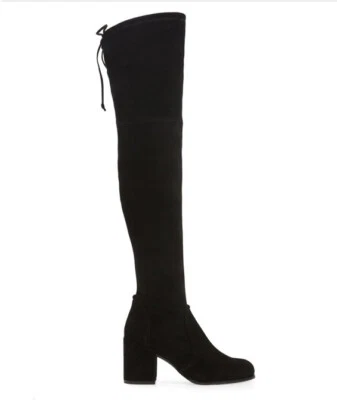 Stuart Weitzman Daphne Over the Knee Thigh Tieland Black Suede Boot Sz 7.5 New - Image 1 of 4