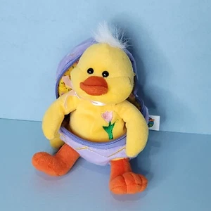 Yellow Chick Duck In Purple Eggshell Plush Stuffed Animal Easter Farm 8" - Picture 1 of 7
