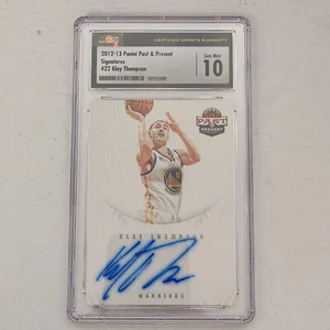 Klay Thompson 2012-13 Panini Past & Present Signatures RC #22 CSG 10 Warriors - Picture 1 of 7