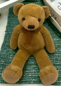 Vtg Dakin Selena Beige Teddy Bear 17” Brown Bow Terry Cloth Feel - Picture 1 of 9