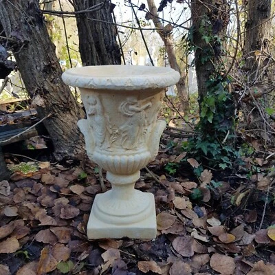 VASO CALICE ORCIO FIORIERA PER PIANTE DA GIARDINO ESTERNO IN CEMENTO MARMO H43CM - Immagine 1 di 4