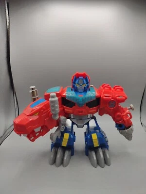 Playskool Heroes TRANSFORMERS Rescue Bots 9” OPTIMUS PRIMAL T-Rex ROBOT - Image 1 of 4