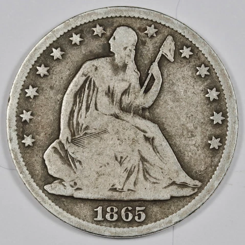 1865-s Seated Liberty Half.  "Perfect"  VG.  186870 Cover