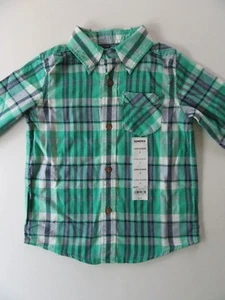 NWT Childs Plaid Shirt 4T Boys Girls L/S Green Lightweight Button-Up Top $24. - Picture 1 of 10
