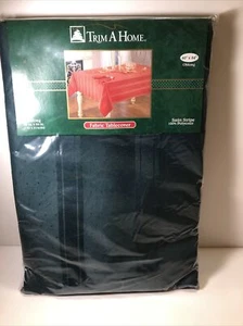 Trim a Home Holiday Green Stripe Fabric TableCover NIP 60 X 84” VTG Kmart - Picture 1 of 12