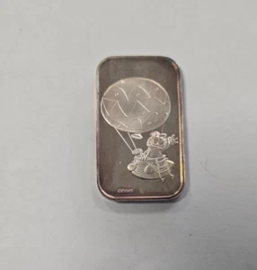 Garfield The Cat In Hot Air Balloon 1 Oz Silver Art Bar - Picture 1 of 2