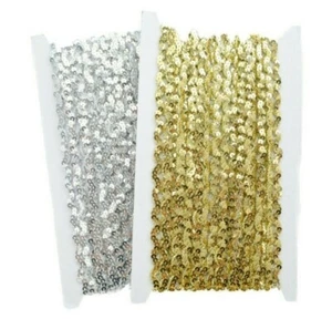 Metallic Sequin Braided Trimming For Bridal 10 Metre 5mm Sewing Wedding Craft UK - Picture 1 of 6