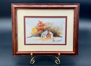 Vintage Cottage in the Woods Painting by J. Allison, Framed, Autumn Colors - Picture 1 of 4