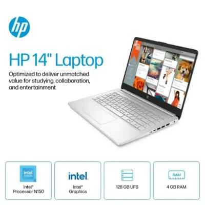 Portátil HP 14" Procesador Intel N150 4GB RAM 128GB Almacenamiento UFS - Plateado Natural Foto 1 de 4