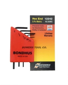 Bondhus 5pc Micro Mini Hex L Wrench Set Metric 2mm to .71mm Made in USA 12242 - Picture 1 of 4