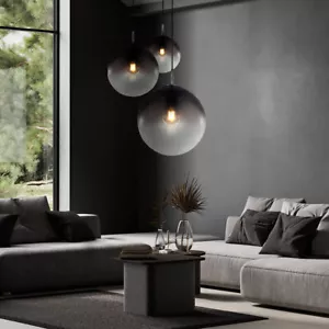 Pendel Hänge Lampe Glas Kugel Strahler rauch Ess Zimmer Chrom Decken Leuchte - Bild 1 von 12