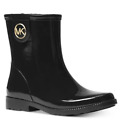  Michael Kors Benji Rain Bootie Boots Black Gold Logo 10