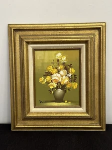 Original gerahmtes Ölgemälde gelbe Rosen auf Leinwand signiert von Ann Julia Rant - Bild 1 von 5