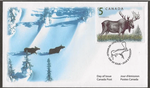 Canada Sc #1693 $5 Moose FDC Issued 19 Dec 2003 from Ottawa, ON Cover