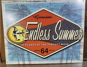 Endless Summer Surfer Tin Metal sign 16"X12.5" "In Search Of The Perfect Wave" - Picture 1 of 8
