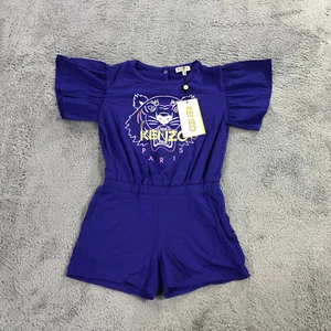 KENZO Romper Girls 5 Short Sleeve Purple Tiger Romper Girls Pocket - Picture 1 of 10