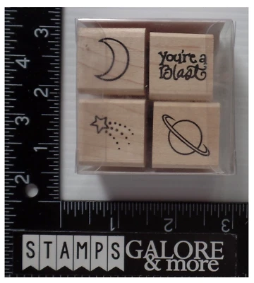 Estampillas de goma con diseño Denami Petit Fours You're a Blast Moon Stars Earth #1624 Foto 1 de 3