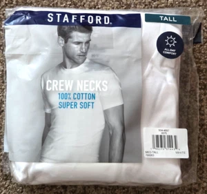4x Pack Stafford Men’s 100% Cotton Super Soft Crew Neck White Short Sleeve - MT - Picture 1 of 6