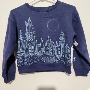 Harry Potter Sweatshirt Kids Unisex Navy Blue Hogwarts Castle Size Small 7    B1 - Picture 1 of 9