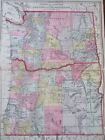 Pacific Northwest Washington Oregon states 1894 Smith large hand color map