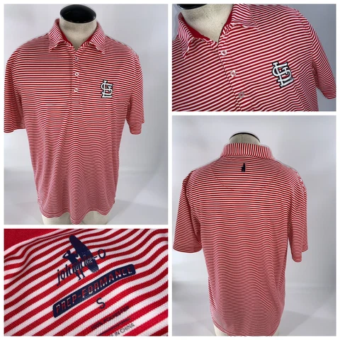 Johnnie-O St. Louis Cardinals Polo S Men Red Stripe Poly Sewn Logo YGI E2-472 Cover