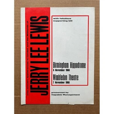 JERRY LEE LEWIS BIRMINGHAM - NOVEMBER 6TH 1966 PROGRAMME with rare loose ticket  - Image 1 of 4