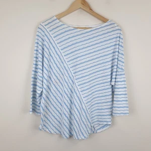 Phase Eight Top Womens UK 16 Blue White Asymmetric Striped Boat Neck Cotton - Picture 1 of 11