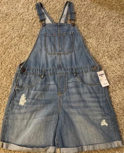 OSHKOSH B'GOSH Big Kid Girls Medium Wash Denim SHORTALLS NWT Size 14 Retails $40 - Picture 1 of 4