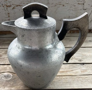 Antique Super Maid Cook-Ware Cast Aluminum Stovetop Coffee Pot Wood Handle - Picture 1 of 10