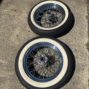 2006 Harley Davidson Road King 40 Spoke Rims And Tires 16x300 D White Wall OEM - Picture 1 of 12