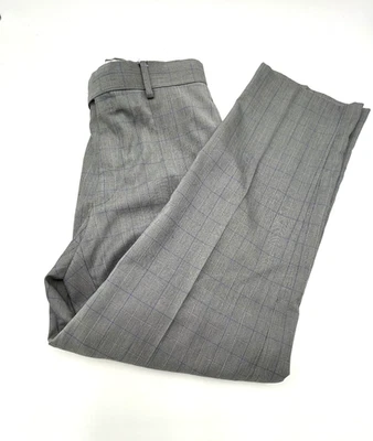 Ralph Lauren Windowpane Stretch Dress Pants Flat Front Gray Slacks 31 x 30 - Image 1 of 4