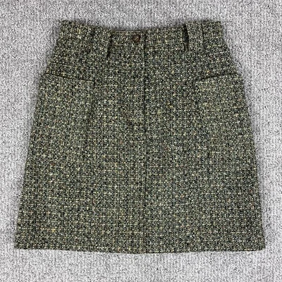 Falda Vintage The Limited Mujer 4 Verde Tweed Lana Seda Bolsillos Hecha en EE. UU. Clásica Foto 1 de 4