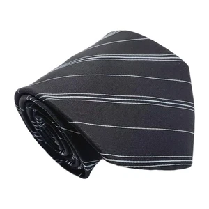 Ike Behar Black & Blue Stripe Pattern Men's American Silk Necktie 58x3.75" - Picture 1 of 5