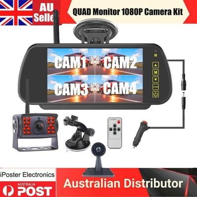 Wireless 7" Monitor DVR BSD 1080P Reversing Camera For RV Truck Van Trailer - Image 1 of 4