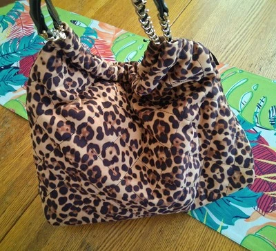 Nuevo Cartera de Mano INC Estampado de Leopardo Marrón Negro Tostado Dorado Foto 1 de 4