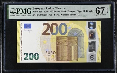 Euro 200 Euro France 2019 P 25 u Superb Gem UNC PMG 67 EPQ - Image 1 of 3