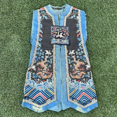 Bata de corte dinastía Qing bordada seda mandarín quinto rango faisán plateado Foto 1 de 4